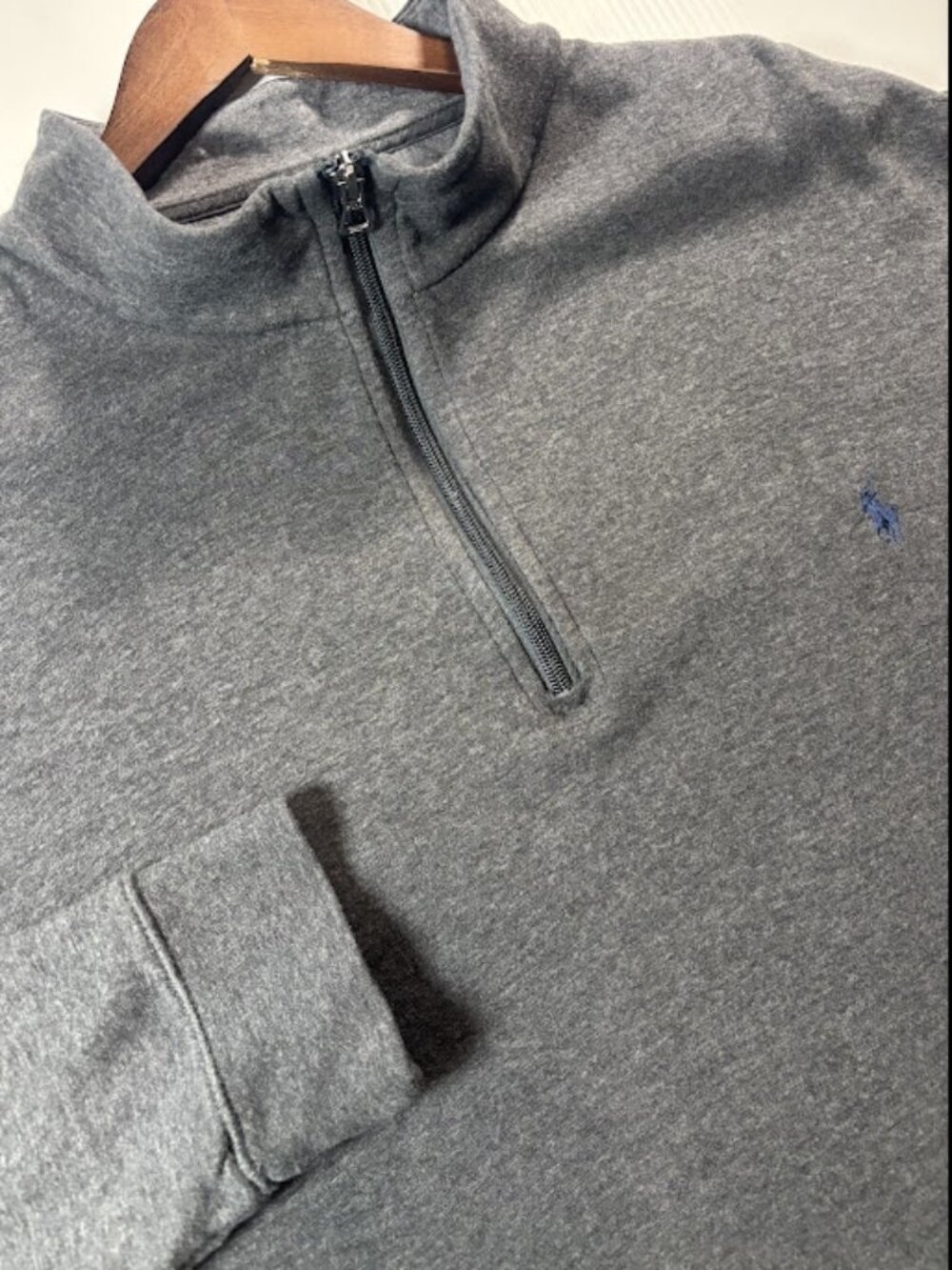 Polo Ralph Lauren Sweatshirt Men XLT Tall Gray Cotton Blend Quarter Zip Pullover